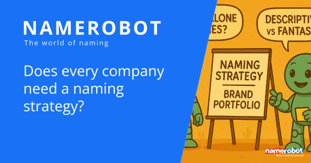 Does every company need a naming strategy? Namero stands next to a flipchart showing