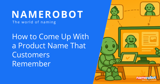 Namero sits at a laptop holding a virtual meeting with other robots to collaboratively brainstorm a memorable product name.
