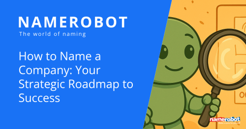Namero holding a magnifying glass over a strategic roadmap – symbolizing a thoughtful process for naming a company and setting the path to success.