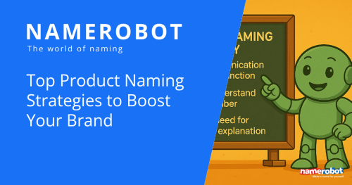 Namero points to a chalkboard listing product naming strategies that are clear, functional, and easy to understand.
