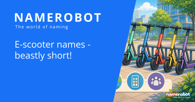 Social preview image for the NameRobot article about short e-scooter brand names