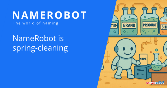 Illustration of a cheerful robot in a lab, placing a flask labeled 