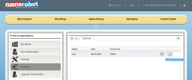 Send invoices via e-mail or download them directly Send invoices via e-mail or download them directly
