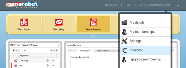 Click on "Invoices" Click on "Invoices"