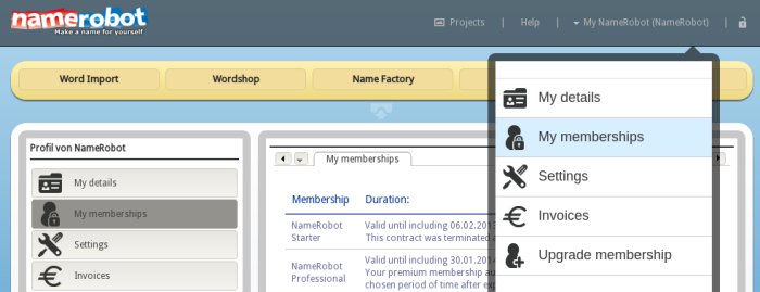 Go to "My memberships" Go to "My memberships"