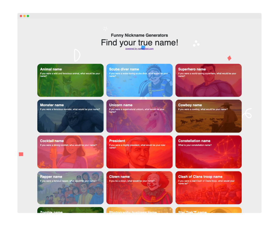 Screenshot of the start page