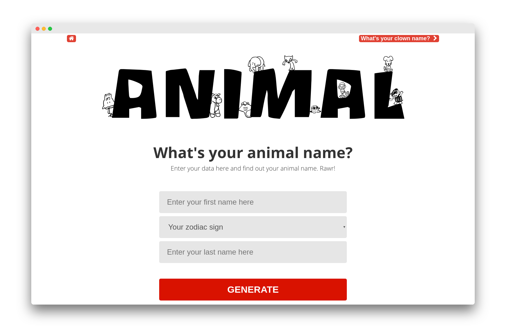 FunTools - animal name generator