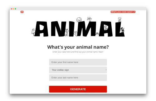 FunTools - animal name generator