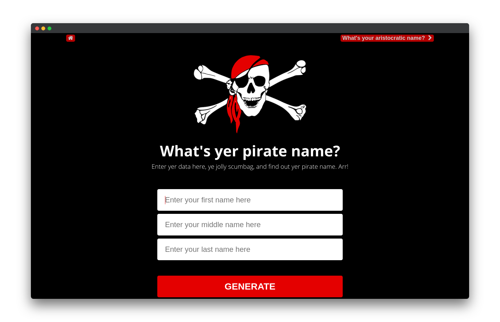 FunTools - pirate name generator